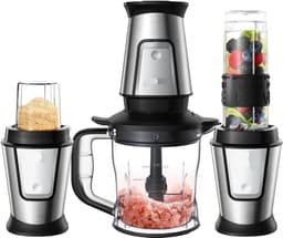 Multifunctionele Keukenmachine - 3-in-1 - Foodprocessor - Blender - 700W - Smoothie Maker - Hakmolen - Droogmolen - Roestvrij Staal - BPA-vrije Fles - 24.000 RPM — thumbnail 1