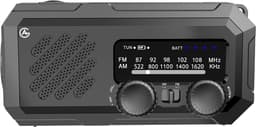 AG Noodradio Solar Opwindbaar en Batterij - Draagbaar - 3 in 1 Radio - Handdynamo – Opwindbare FM/AM/WB Radio – Powerbank 2000mAh – USB & USB-C opladen – Zaklamp & SOS-Alarm – Voor Noodpakket, Camping & Stroomuitval - Zwart — thumbnail 2