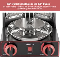 Aurixi® Professionele Kebab Grill – Verticale Grill Met Temperatuurinstelling – Donorgrill Met Opvangbak – Shoarmagrill - Kebabgrill - Grill Apparaat 3000 W, 220 V – Zwart - 30cm x 30cm x 48cm — thumbnail 3