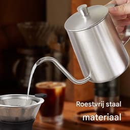 QTTVBTNA – 1 Stuk Koffieketel 600 ml RVS – Schwanenhals Waterketel met Smalle Lange Tuit – Cafetieres – Handmatige Koffiekan voor Precisie Schenken – Geschikt voor Filterkoffie, Drip Coffee, Thuis, Reizen en Outdoor Camping – Zilver — thumbnail 3