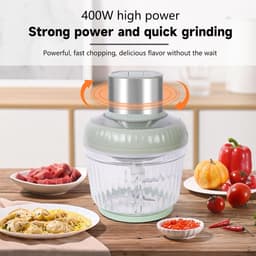 Elektrische Keukenhakmolen - Keukenmachine Mixer - Snel Ingrediënten Hakken - Drie Maten 400W Vermogen - 2.5L 0.8L 0.5L - Groen — thumbnail 3