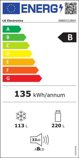 LG GBBS312BEV - Koel-vriescombinatie 333L - Zwart - DoorCooling voor gelijkmatige koeling - Zero Clearance voor een naadloze pasvorm - ThinQ bediening - Energieklasse B — thumbnail 2