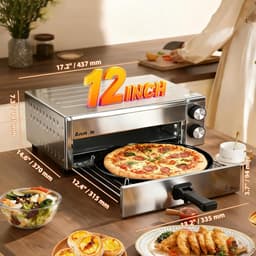 Elektrische Pizzaoven en Heteluchtfriteuse (Airfryer) - RVS, 1800W, Timer & Temperatuur Instelbaar — thumbnail 4