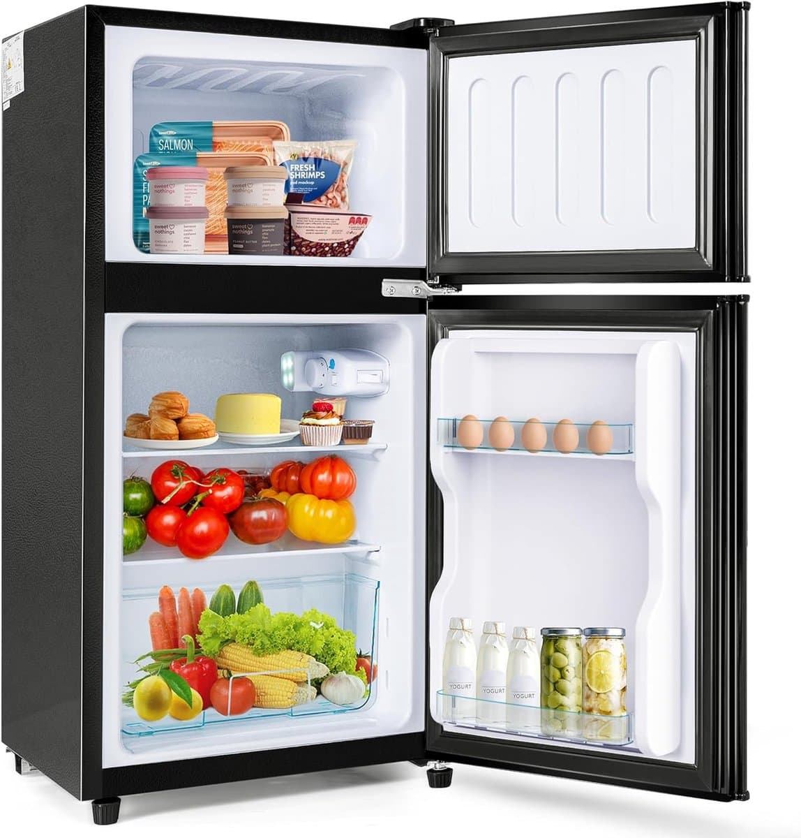 Koel-vriescombinatie - Dubbele deur - Compacte opslag - Energiezuinig model - 60 liter capaciteit - Zwart — afbeelding 1