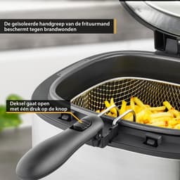 Friteuse met Olie - Compacte Frituurpan - Snelle Snacks Bereiden - Geïsoleerde Mandgreep - 3.5 Liter Capaciteit - Zilverkleurig — thumbnail 4