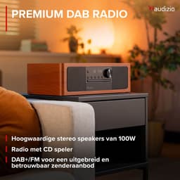 Premium DAB radio - Audizio Lunata - Bluetooth radio met CD speler - High-end speakers - Kersenhout — thumbnail 2