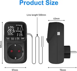 Digitale Thermostaat Stopcontact met Sensor voor Verwarming en Koeling - Temperatuur- en Vochtigheidsregelaar — thumbnail 4