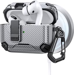 Telestore - AirPods Pro 3 Carbon hard case cover - Carbon hybride grijs hoesje Beschermhoes - AirPods pro 3 Cover - hoesje geschikt voor Apple Airpods pro 3 - Zilver / Grijs - Carbon hard cover - met MagSafe functie — thumbnail 1