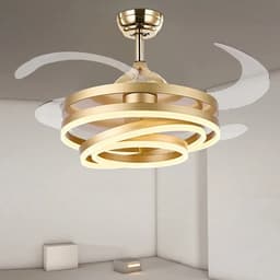 Livano Plafondventilator - Met Verlichting - Plafond Ventilator - Met Lamp - Plafonniere Met Ventilator - Met Licht - Goud - 106cm — thumbnail 1