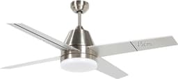 Bovista Plafondventilator - Met Verlichting - Plafond Ventilator - Met Lamp - Plafonniere Met Ventilator - Met Licht - Zilver - 130cm — thumbnail 1