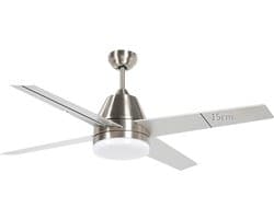 Bovista Plafondventilator - Met Verlichting - Plafond Ventilator - Met Lamp - Plafonniere Met Ventilator - Met Licht - Zilver - 130cm