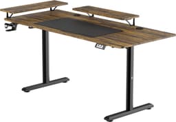 Ultradesk HIGHLANDER XXL – Bureau voor Gaming, Kantoor & Home Office – Bruin – 160 x 70 cm – Elektrisch verstelbaar – Ergonomisch — thumbnail 2