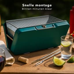 Cheqo® Opvouwbare Houtskool Tafelbarbecue - Opvouwbaar en Compact - Draagbaar - Tafelgrill - BBQ Tafelmodel - BBQ voor Camping of Park — thumbnail 5