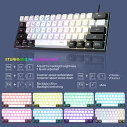 MageGee TS91 - Gaming Toetsenbord - Gaming - RGB Keyboard - 60% Keyboard - Ergonomisch - Zwart & Wit — thumbnail 3