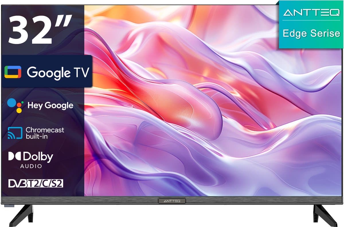 ANTTEQ G32-AH3.Q1L - 32 Inch (80 cm) Smart TV - Google TV - HD Ready - Bluetooth - Chromecast & Google Assistant - Netflix & Disney+ - 2024 Model — afbeelding 1