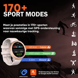 Synyq Evo Pro - GPS Smartwatch - 4 Bandjes - 42mm - AMOLED - 5ATM Waterdicht - Stappenteller - Hartslagmeter - Slaapmonitor - Multisport - Belfunctie - Bluetooth Smartwatch voor Dames en Heren - iOS & Android - Rosé Goud — thumbnail 5