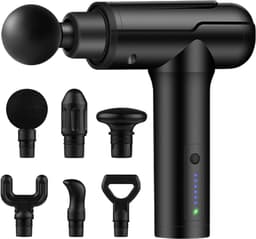 Massagepistool voor diep weefsel, rug- en nekmassageapparaat voor verlichting van pijn in het diepe weefsel, elektrisch spiermassagepistool voor de rug, handmassageapparaat, zwart — thumbnail 1