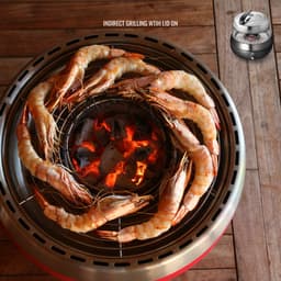 BBQ2GO SET - Rookvrije Houtskool Tafelbarbecue - Direct en Indirect grillen en smoken, met deksel en GRATIS Pizzaset & Draagtas - Ø30cm — thumbnail 4