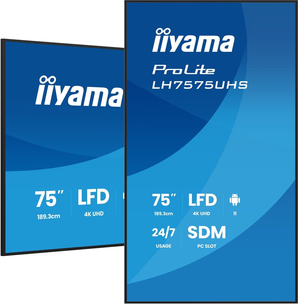 iiyama LH7575UHS-B2AG beeldkrant Digitale signage flatscreen 190,5 cm (75") LCD Wifi 500 cd/m² 4K Ultra HD Zwart Type processor Android 11 24/7 — afbeelding 1