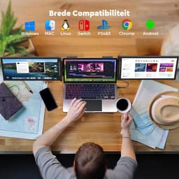 DailySupplies® Portable Monitor - Tri Screen - Laptop Uitbreider - Full HD — thumbnail 4