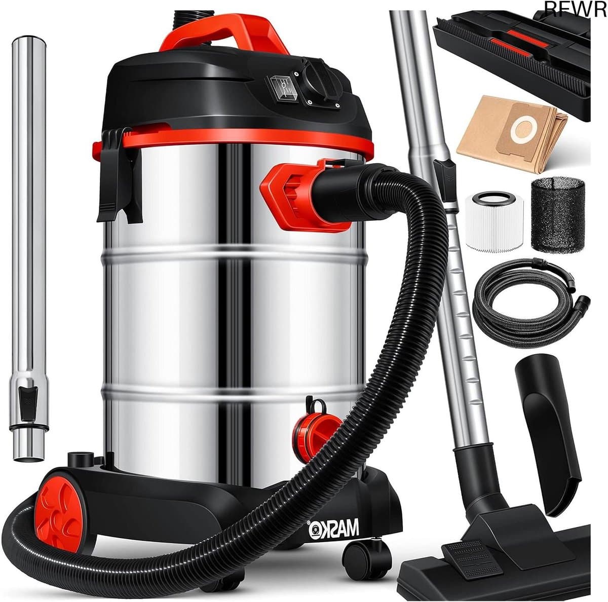 RFWR® Industriële stofzuiger 1800 watt met blaasfunctie en stopcontact voor nat en droog zuigen — afbeelding 1
