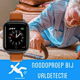 Weewise WS80 - GPS Horloge Senior - Smartwatch voor Ouderen - Persoonlijke alarmen - alarm horloge ouderen - GPS Horloge Alzheimer - Valdetectie - Bruin — thumbnail 4