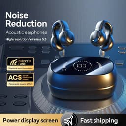 Draadloze Oordopjes- bluetooth oordopjes-Clip on design -sporthoofdtelefoon-Bluetooth5.3- draadloos - DT4.0 directionele geluidsoverdracht -120 uur batterijduur-Digitaal HD-scherm-Niet moe na langdurig dragen - zwart — thumbnail 4