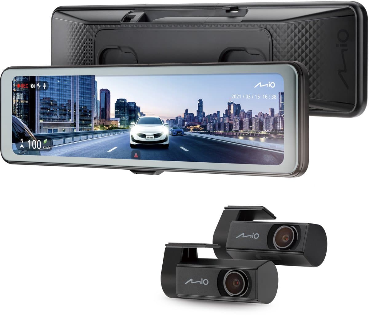 Mio MiVue R860WD 2.5K HDR spiegel dual dashcam - Wi-Fi - GPS - achterruitcamera - flitspaal- én trajectcontrole-waarschuwingen — afbeelding 1