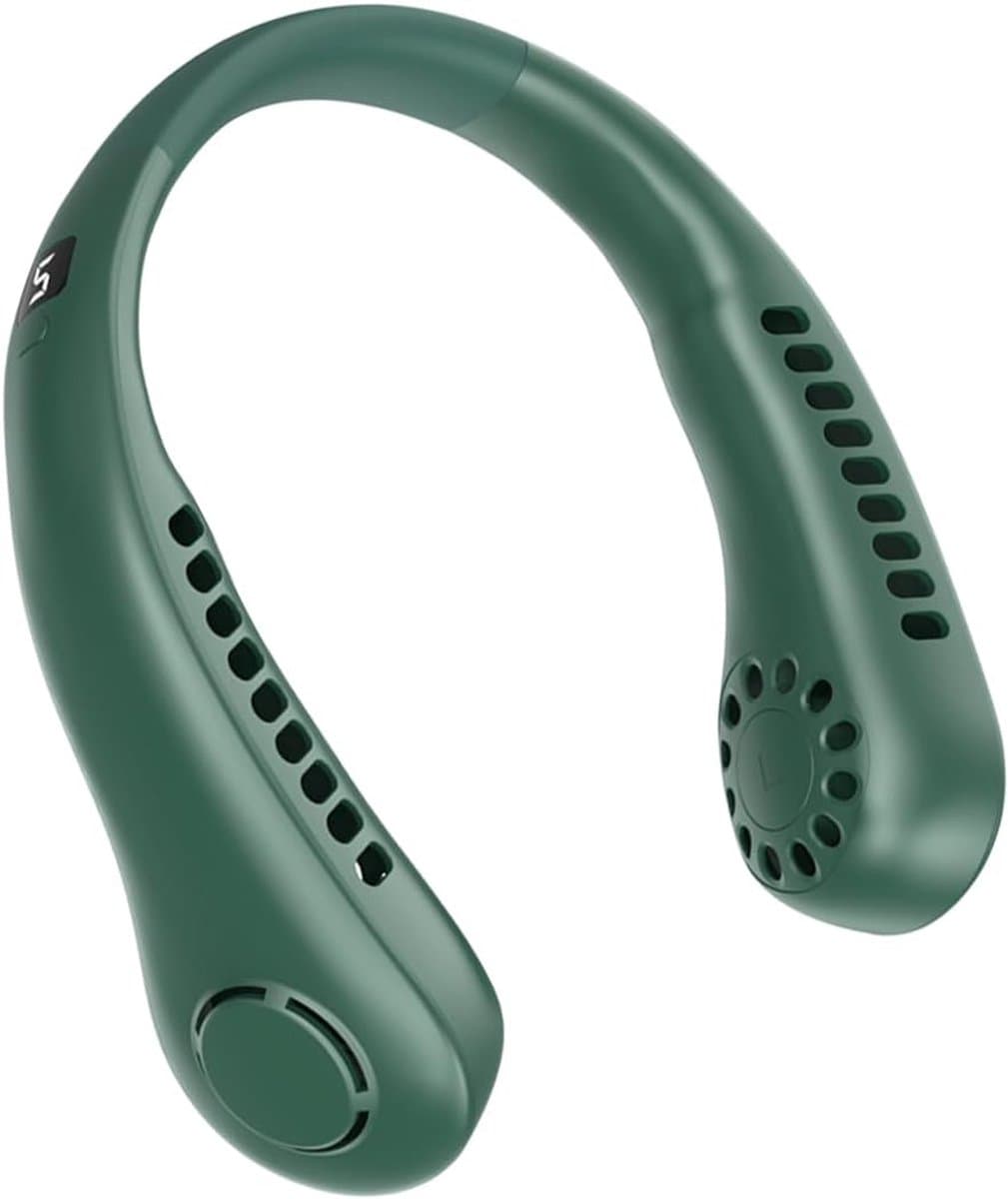 Nekventilator - Oplaadbaar - Unisex - Draagbaar - Handsfree Bladeless - Persoonlijke koelventilator met LED-display - 5 snelheden - Draagbare hangventilator - Voor reizen/wandelen/sporten/koken - Groen — afbeelding 1