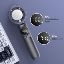 Draagbare handventilator- mini-turboventilator- draagbare miniventilator met 4000 mAh-batterij, koeling, regelbare snelheid (1-100)-geschikt voor reizen en buiten-grijs — thumbnail 3