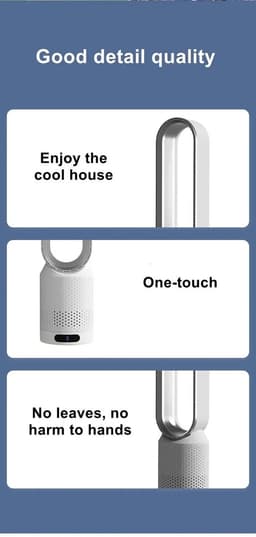 Eszenzics™ Ventilator Blade7 - Energiezuinig - 5W USB - Afstandsbediening - Timer - Luchtzuivering - 8 snelheden -58 cm - 90° Oscillatie - Veilig en duurzaam - Wit/grijs — thumbnail 2