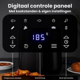 Airfryer 5.5L met Touchscreen – 1500W – 9 Programma’s – Timer & Eigen Instellingen – Heteluchtfriteuse - 80ºC-200ºC – Zwart — thumbnail 2