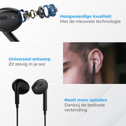 Nuvance Oortjes met Draad - 3.5mm Jack Aansluiting - In-Ear Oordopjes met Draad - Oortjes met Draad en Microfoon - Zwart — thumbnail 5