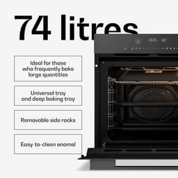 Klarstein Inbouwoven Velaire 74 liter elektrische oven, 13 standen, touchbediening, energieklasse A+, geëmailleerde binnenkant, driedubbele beglazing, geïntegreerde enkele oven, 60 cm, mat en glazen design, zwart - voor Keuken — thumbnail 4
