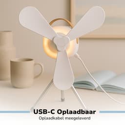 Lifetime Air Tafelventilator - Ventilator USB-C Oplaadbaar - Statief Ventilator met Nachtlampje en Afstandsbediening - Ventilator met Afstandsbediening en 3 Snelheden - Wit — thumbnail 5