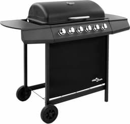 vidaXL Gasbarbecue met 6 branders zwart — thumbnail 1