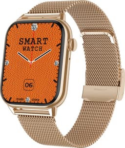 Belesy® HIMALAYA - Smartwatch Heren – Smartwatch Dames - Horloge – Stappenteller – Calorieën - Hartslag – Sporten - Je eigen foto als wijzerplaat - Kleurenscherm - Full Touch - Bluetooth Bellen – Milanees – Staal – Goud - Moederdag — thumbnail 1