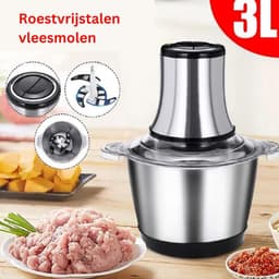MKSS® Foodprocessor - Elektrische Groentesnijder Multifunctioneel - Vleesmolen - Gehaktmolen - RVS - Top Kwaliteit - Zilver — thumbnail 5