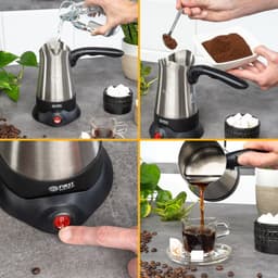 TZS First Austria Turkse Koffiemachine - Turkse Koffieapparaat - 3 Kopjes - Turkish Coffee Maker - 800W - RVS — thumbnail 2