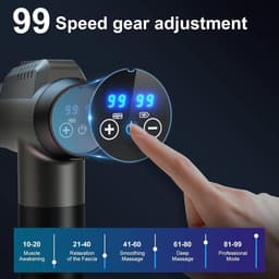 Massage Pistool Diepe Weefselmassager 99 Snelheden Krachtige Percussiemassager Met LCD-Touchscreen - Handmassageapparaat Met 6 Massagekoppen Voor Spierpijnverlichting En Ontspanning - Grijs — thumbnail 4