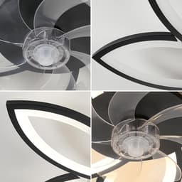 Goeco plafondlicht - 75cm - Groot - 54W - dimbare LED - plafondventilatorlicht - met afstandsbediening - voor woonkamer slaapkamer - zwart — thumbnail 3