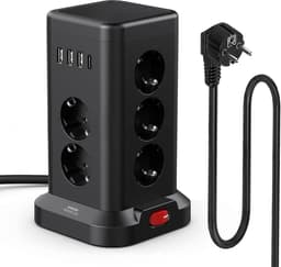 Power Strip with USB Ports - 11 Outlet Surge Protector with Switch, Child Safety Covers, 1 USB-C and 3 USB-A Ports - 1.8m Extension Cord for Kitchen Use — thumbnail 1