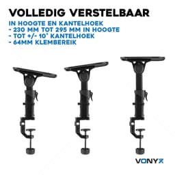 Vonyx SMS32 speaker standaard set - voor studio monitors - met tafelklem - in hoogte verstelbaar - zwart — thumbnail 3