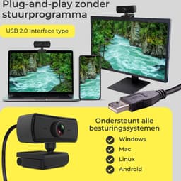 DynaBright Webcam met Ruisvrije Microfoon - Webcam Cover en Tripod - HD Pro Webcam - 4MP - 2560x1440 - Webcam voor PC - Webcam voor Computer — thumbnail 5