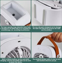 Mini Aircooler met Water Type-C - Mobiele Airco - Mini Aircooler - Bureau Ventilator - Koelventilator - Luchtkoeler- Tafelventilator - Luchtkoeler - Bureau Ventilator - Ventilator - 3 windsnelheden - Airco Alternatief - 128ML - 4000 mAh — thumbnail 2