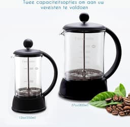 800ml Franse Pers koffiemaker - hittebestendig borosilicaatglas - zwart — thumbnail 4
