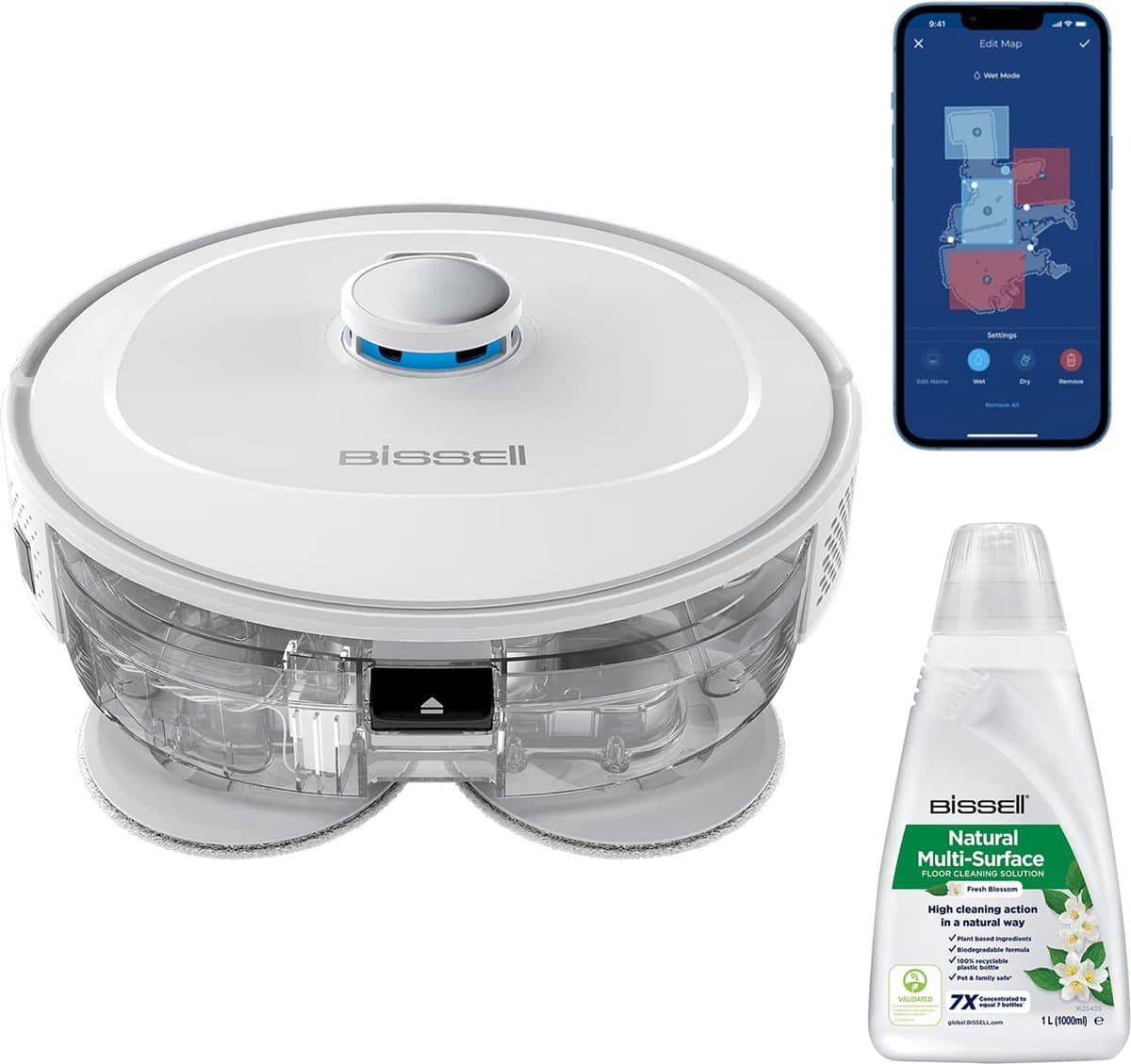 YSR - Bissell Spinwave R5 | Robot Stofzuiger Met Dweil | Slimme Navigatie Met Lidar-Technologie | Tapijt- En Vloerkleeddetectie | Krachtig Stofzuiger Tot 2000 Pa | Draadloze Stofzuiger | 61 Db | Wit | 3475N — afbeelding 1