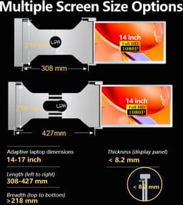 Lipa S14 14 inch portable monitor - Ook voor Windows en MacOS - Extra beeldscherm laptop - Draagbaar scherm - Computerscherm - Beeldscherm - Plug & Play - HDR- Freesync - Usb c en HDMI - Laptop: 14" - 17" - Dual Speakers - Met beschermhoes — thumbnail 4