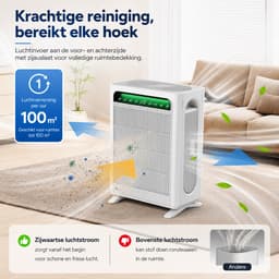 DPLUNIQ Luchtreiniger - Luchtzuiveraar - Air Purifier - Luchtreiniger Met HEPA-filter - 100m² - Stille Slaapmodus - 16,5x31x41cm - Wit — thumbnail 3
