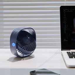 Mini USB-ventilator, draagbare en stille bureauventilator met 3 instelbare snelheden, USB-voeding, voor thuis en op kantoor (blauw) — thumbnail 2